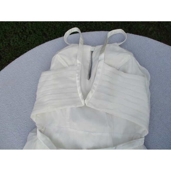 Long Evening Halter Dress Women’s Sz 2 Pure White Chiffon Satin Prom Wedding - Picture 5 of 16